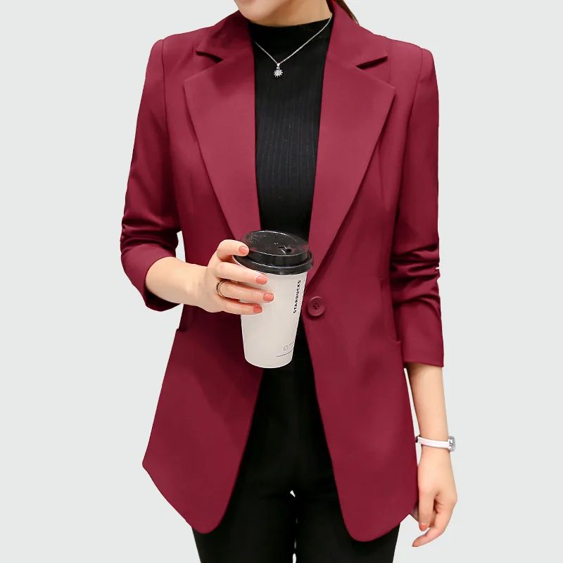 Wine Red Black Women Blazers And Jackets New Spring Autumn Fashion Single Button Blazer Ladies Blazer Female
Wine Red Black Women Blazers And Jackets New Spring Autumn Fashion Single Button Blazer Ladies Blazer Female