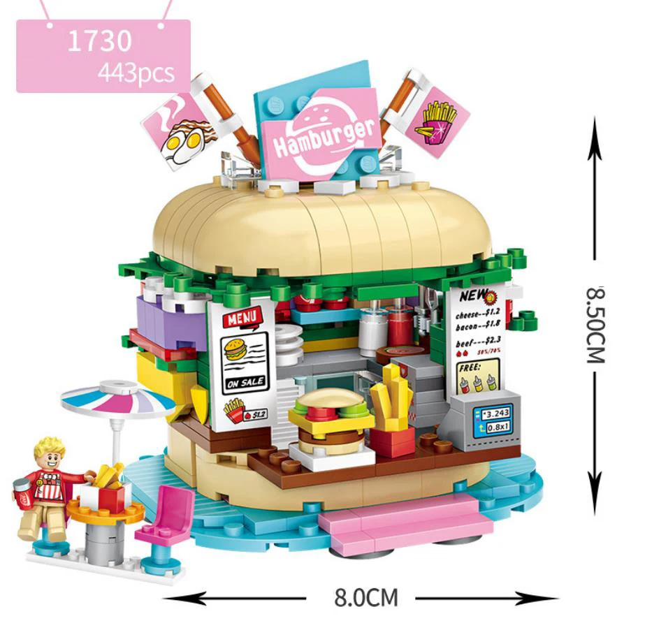 Playground City street view mini block Cold Drinking Hamburg Shop amusement park building bricks toys for kids gifts
Playground City street view mini block Cold Drinking Hamburg Shop amusement park building bricks toys for kids gifts