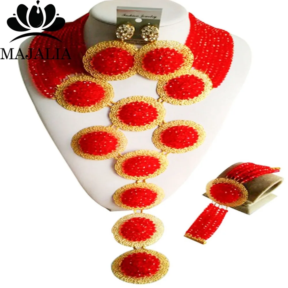 Majalia Luxury Red African Beads Jewelry Set Crystal Bea Bride Jewelry Nigerian Wedding Beads Jewelry Sets 10CP001
Majalia Luxury Red African Beads Jewelry Set Crystal Bea Bride Jewelry Nigerian Wedding Beads Jewelry Sets 10CP001