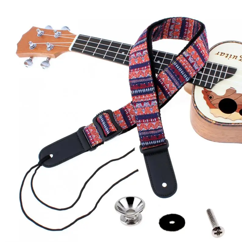 Adjustable 75-130cm Ukulele Guitar Strap Cotton Leather Bohemian Style 3 colors Sling Belt Buckle with Tail Nail
Adjustable 75-130cm Ukulele Guitar Strap Cotton Leather Bohemian Style 3 colors Sling Belt Buckle with Tail Nail