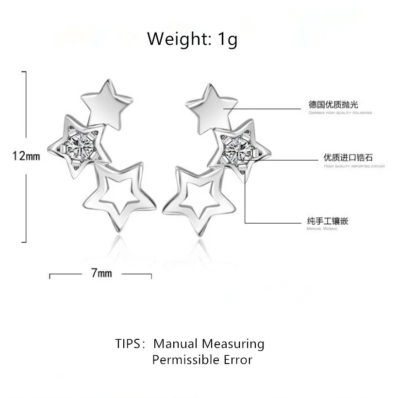 Hollow Star Zircon Earrings For Women Trend Creative 925 Sterling Silver Party Gift Jewelry oorbellen boucle d'oreille SAE349
Hollow Star Zircon Earrings For Women Trend Creative 925 Sterling Silver Party Gift Jewelry oorbellen boucle d'oreille SAE349