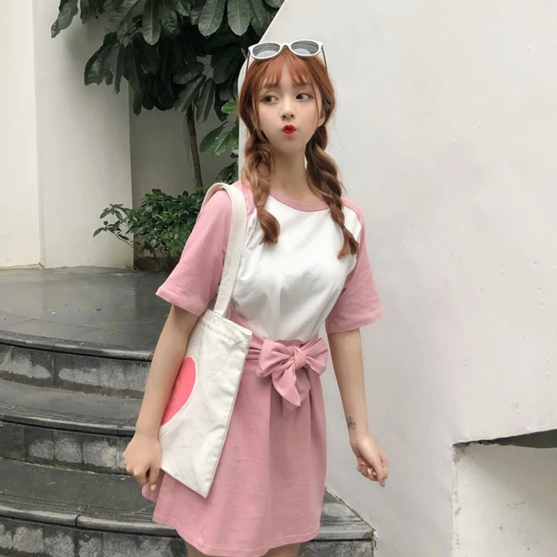 Summer Women's New Korean Sweet Sweet Bow Short-sleeved Dress Female Student Casual Dress
Summer Women's New Korean Sweet Sweet Bow Short-sleeved Dress Female Student Casual Dress