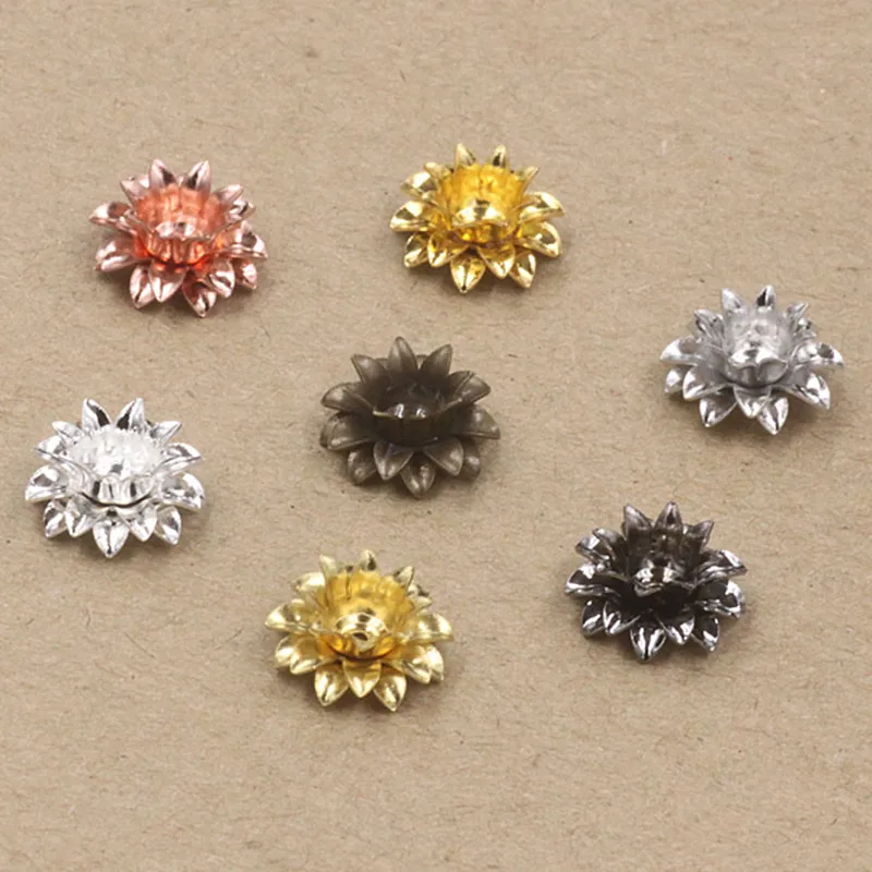 SEA MEW 11mm*5mm 6 Colors Copper Filigree Flowers Base Connector Bead Cap Charms Setting For Jewelry Making Components 100PCS | Украшения и