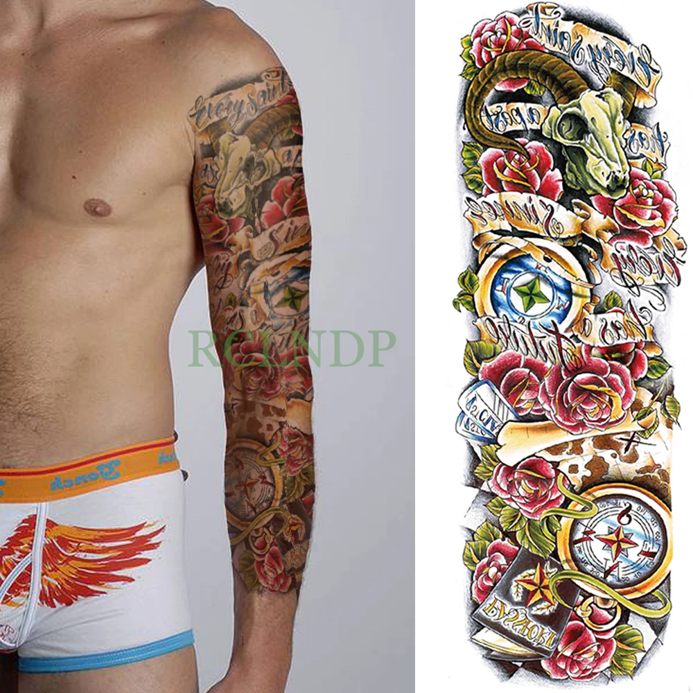 Waterproof Temporary Tattoo Sticker full arm large size rose compass old school tatto stickers flash tatoo fake tattoos for men
Waterproof Temporary Tattoo Sticker full arm large size rose compass old school tatto stickers flash tatoo fake tattoos for men
