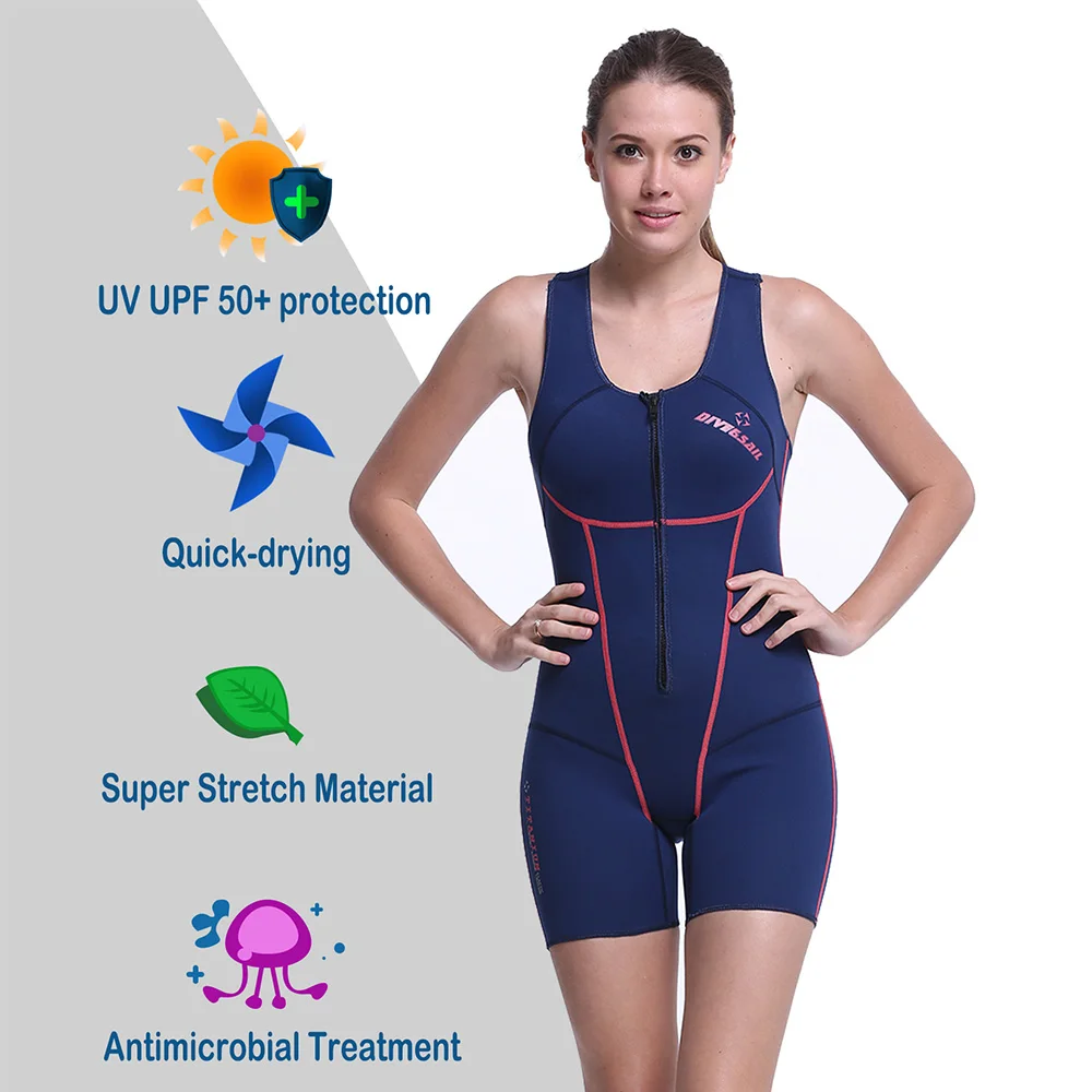 DIVE&SAIL 1.5mm SCR Neoprene Women Sleeveless Wetsuit Slither Skin Short Diving Suits One-piece Keep Warm Swimwear Front Zipper
DIVE&SAIL 1.5mm SCR Neoprene Women Sleeveless Wetsuit Slither Skin Short Diving Suits One-piece Keep Warm Swimwear Front Zipper