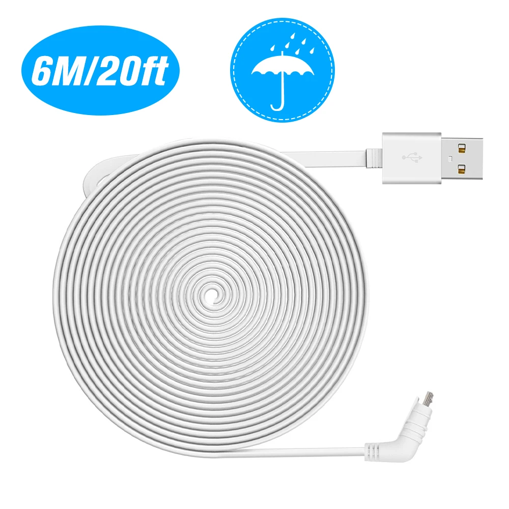 6M/20ft Charging Power Cable for Arlo Pro Arlo GO Weatherproof Flat Cable Aluminium Alloy Micro USB Cable with Plug
6M/20ft Charging Power Cable for Arlo Pro Arlo GO Weatherproof Flat Cable Aluminium Alloy Micro USB Cable with Plug