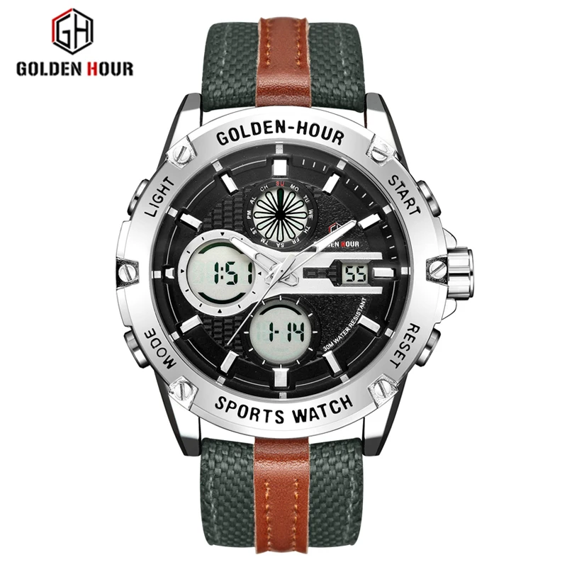 Reloj Hombre GOLDENHOUR модные спортивные мужские часы erkek kol saati цифровые водонепроницаемые