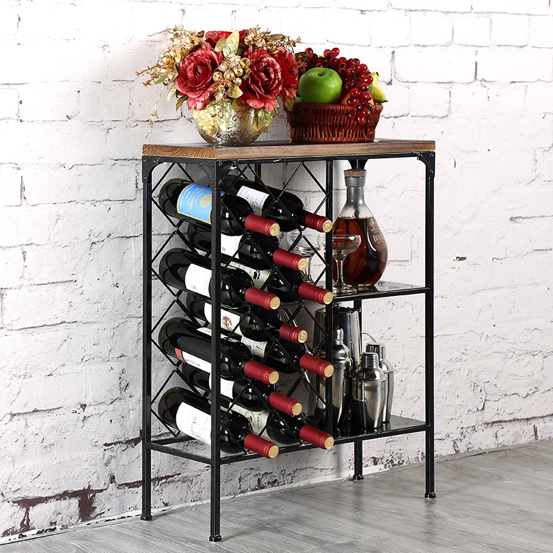 The new metal wood top with iron frame wine shelf vertical wine holder creative ground wine rack
The new metal wood top with iron frame wine shelf vertical wine holder creative ground wine rack