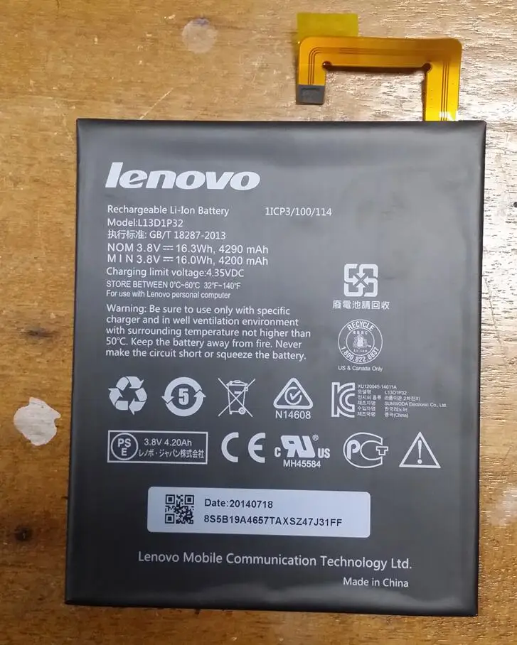 

Новая Подлинная батарея планшета Для LENOVO Ideapad A8-50 A5500 Tab A8-50 (A5500) Tab S8-50 L13D1P32 3,8 V 16.3WH