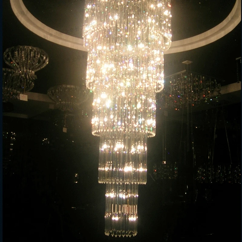 Hotel Villa KTV Hall Long hanging staircase staircase K9 crystal ceiling design custom lighting works lighting fixture led lamps
Hotel Villa KTV Hall Long hanging staircase staircase K9 crystal ceiling design custom lighting works lighting fixture led lamps