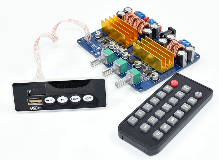 Original TPA3116 DC18V-DC24V 4A 100W + 50W + 50W 2.1 channel Bluetooth power amplifier board TF/USB/FM/AUX subwoofer AMP board
Original TPA3116 DC18V-DC24V 4A 100W + 50W + 50W 2.1 channel Bluetooth power amplifier board TF/USB/FM/AUX subwoofer AMP board
