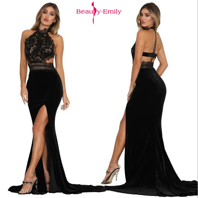 Beauty Emily 2019 Hot Sexy Hanging Neck Evening Dresses Lace Perspective Open Back Party Dress Front Split Trailing Prom Dresses
Beauty Emily 2019 Hot Sexy Hanging Neck Evening Dresses Lace Perspective Open Back Party Dress Front Split Trailing Prom Dresses