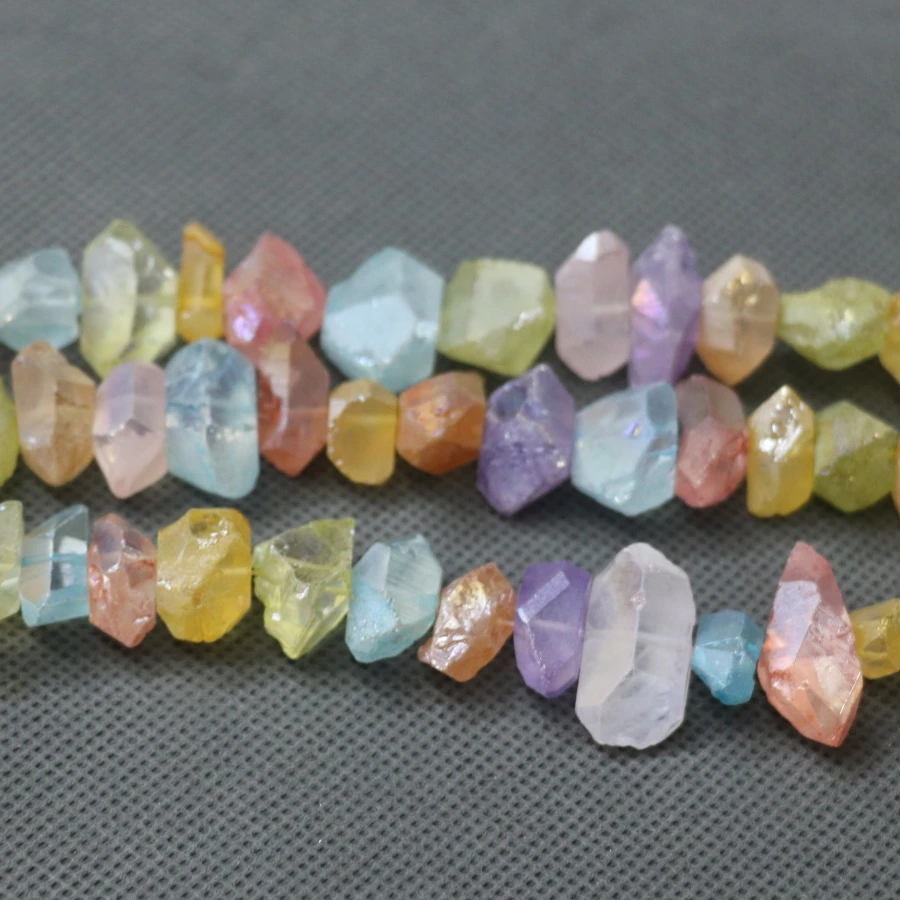 Approx 35pcs/strand Titanium Rainbow AB Raw Quartz Crystal Point Pendant, Rough Top Drilled Spike Gem Stone Beads Women Necklace
Approx 35pcs/strand Titanium Rainbow AB Raw Quartz Crystal Point Pendant, Rough Top Drilled Spike Gem Stone Beads Women Necklace