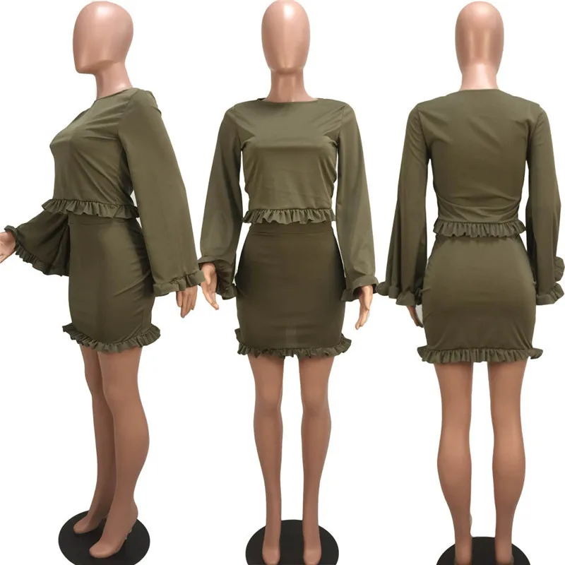 Party Clubwear Two Piece Skirt Set Women Clothes Ruffles Flare Sleeve Crop Top and Mini Skirt Suits Sexy 2 Piece Matching Sets
Party Clubwear Two Piece Skirt Set Women Clothes Ruffles Flare Sleeve Crop Top and Mini Skirt Suits Sexy 2 Piece Matching Sets