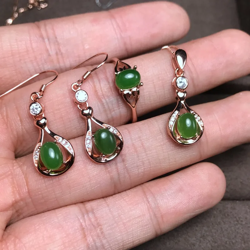 [MeiBaPJ Natural Chalcedony Gemstone Earrings Ring and Necklace for Women Real 925 Sterling Silver Green Stone Fine Jewelry Set
[MeiBaPJ Natural Chalcedony Gemstone Earrings Ring and Necklace for Women Real 925 Sterling Silver Green Stone Fine Jewelry Set