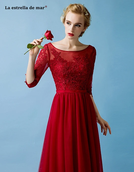 La estrella de mar robe demoiselle d'honneur pour femme Hot Scoop neck lace Half sleeve A Line Burgundy bridesmaid dresses long
La estrella de mar robe demoiselle d'honneur pour femme Hot Scoop neck lace Half sleeve A Line Burgundy bridesmaid dresses long