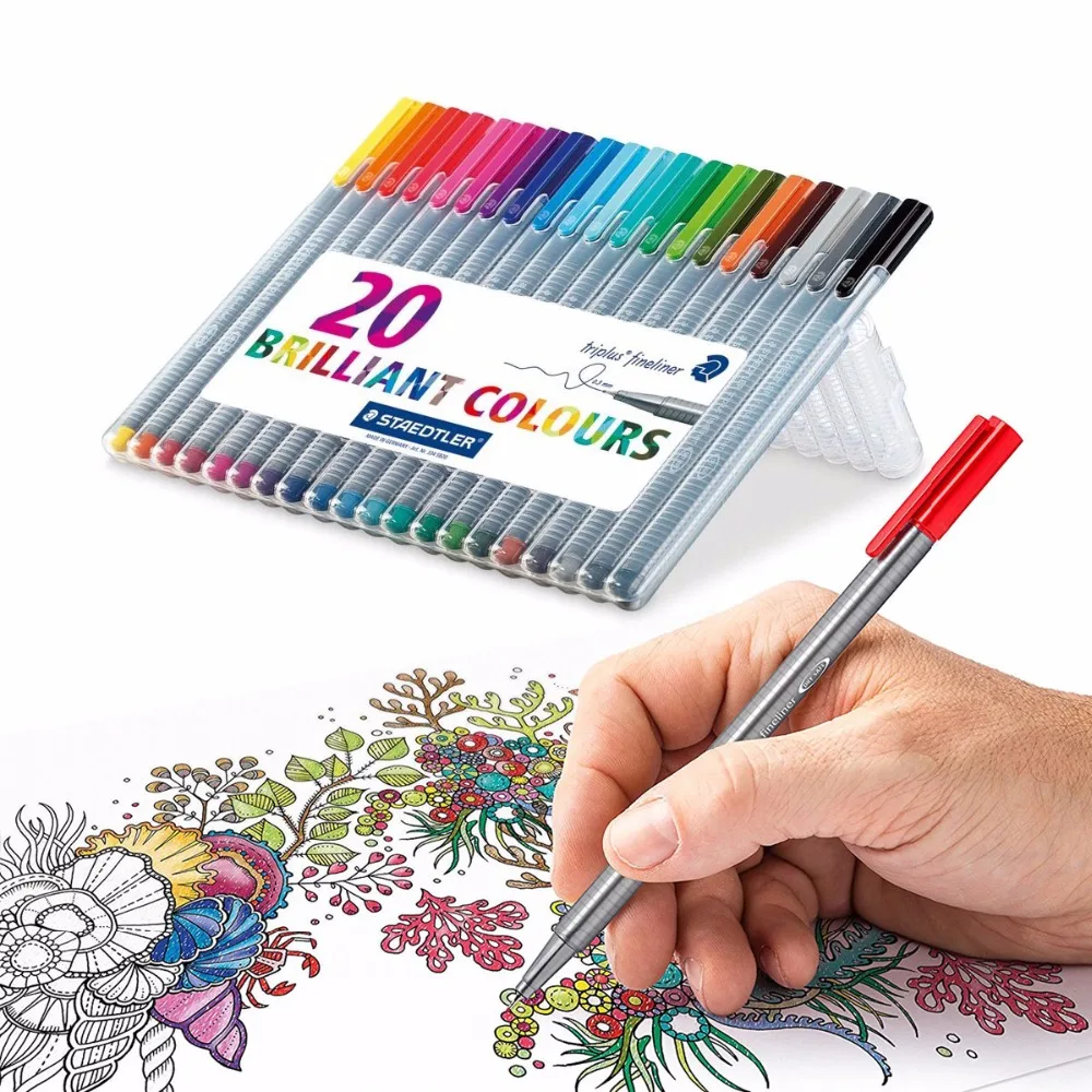 STAEDTLER 334 цветная волоконная ручка 4/10/20 игловая с крючком|Фломастеры| |