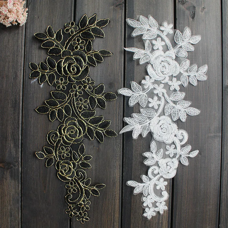 2PCS 37*17CM Embroidered Flower Lace Applique Sewing Patch For Wedding Dress Veil Head Black/Off-White Color
2PCS 37*17CM Embroidered Flower Lace Applique Sewing Patch For Wedding Dress Veil Head Black/Off-White Color