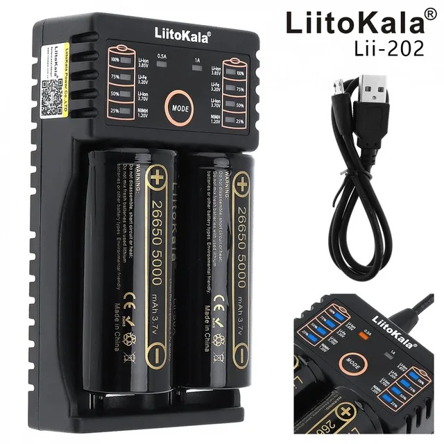 LiitoKala Lii-202 battery charger 2pcs HK LiitoKala Lii-50A 26650 5000mah Rechargeable battery for flashlight,40-50A discharge
LiitoKala Lii-202 battery charger 2pcs HK LiitoKala Lii-50A 26650 5000mah Rechargeable battery for flashlight,40-50A discharge