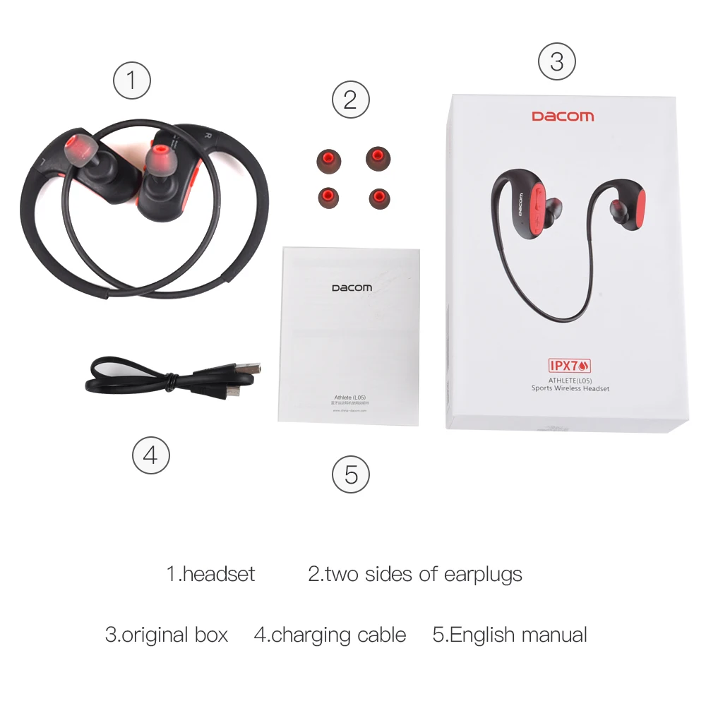 DACOM L05 IPX7 Waterproof Bluetooth Headphones Stereo Deep Bass Wireless Headphone Earphone Headset for Sports Running
DACOM L05 IPX7 Waterproof Bluetooth Headphones Stereo Deep Bass Wireless Headphone Earphone Headset for Sports Running