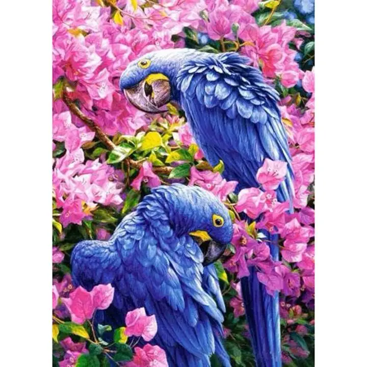 Цветы в двух попугаях Набор алмазной живописи-сделай сам | Дом и сад