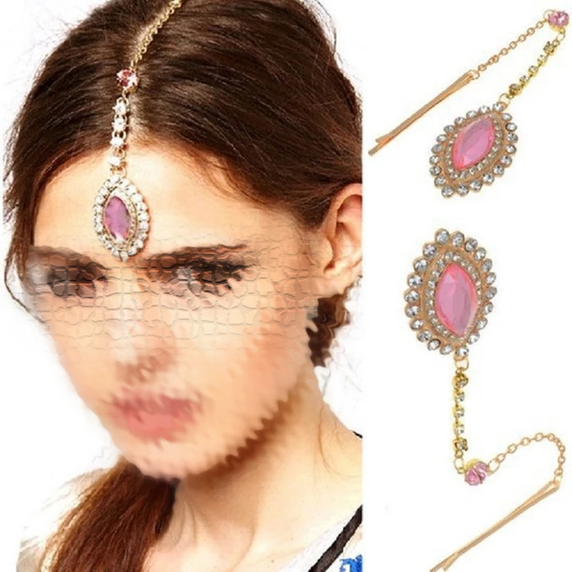 Bride Hair Pin Cuff Wrap Rhinestone Pink Crystal Drop Pendant Forehead Chains Indian Head Jewelry Headband Wholesale 10Pcs
Bride Hair Pin Cuff Wrap Rhinestone Pink Crystal Drop Pendant Forehead Chains Indian Head Jewelry Headband Wholesale 10Pcs