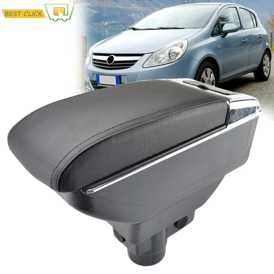 Ящик для хранения Opel Vauxhall Corsa D 2006 2014 подлокотник двухслойный черный кожаный