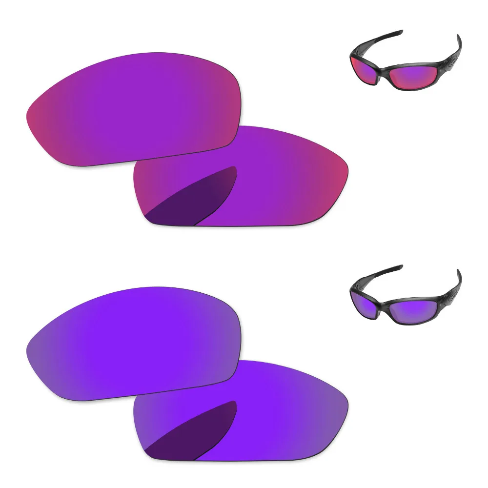 

Поляризованные зеркальные Сменные линзы для прямых солнцезащитных очков 2007, фиолетовые и фиолетовые, красные, 2 пары, 100% защита от Уфа и уфв