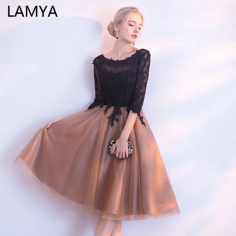 Женское вечернее Платье До Колена LAMYA черное платье из фатина контрастной