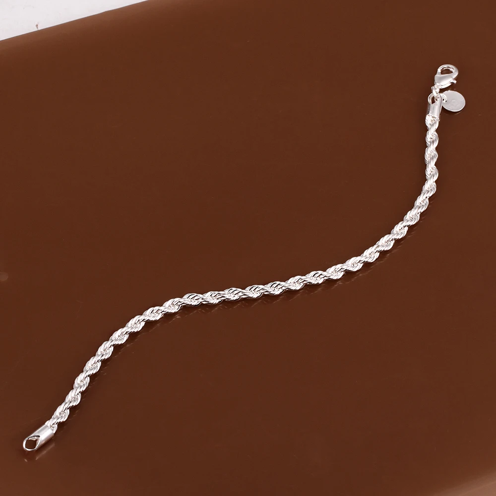 Wholesale Jewelry Silver Plated Men Bracelets 4MM 20CM Women Bracelets Flash Twisted Rope Chain Pulseira Masculina Wristband
Wholesale Jewelry Silver Plated Men Bracelets 4MM 20CM Women Bracelets Flash Twisted Rope Chain Pulseira Masculina Wristband