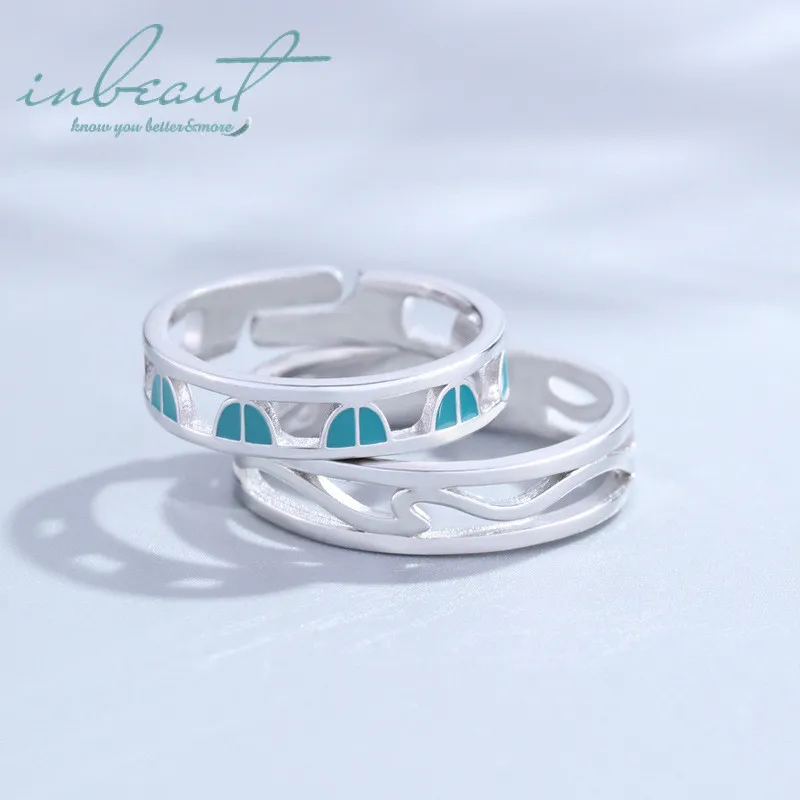 Серебряные парные кольца inbeaut с южным ветром дует влюблением в окно кольцо 925