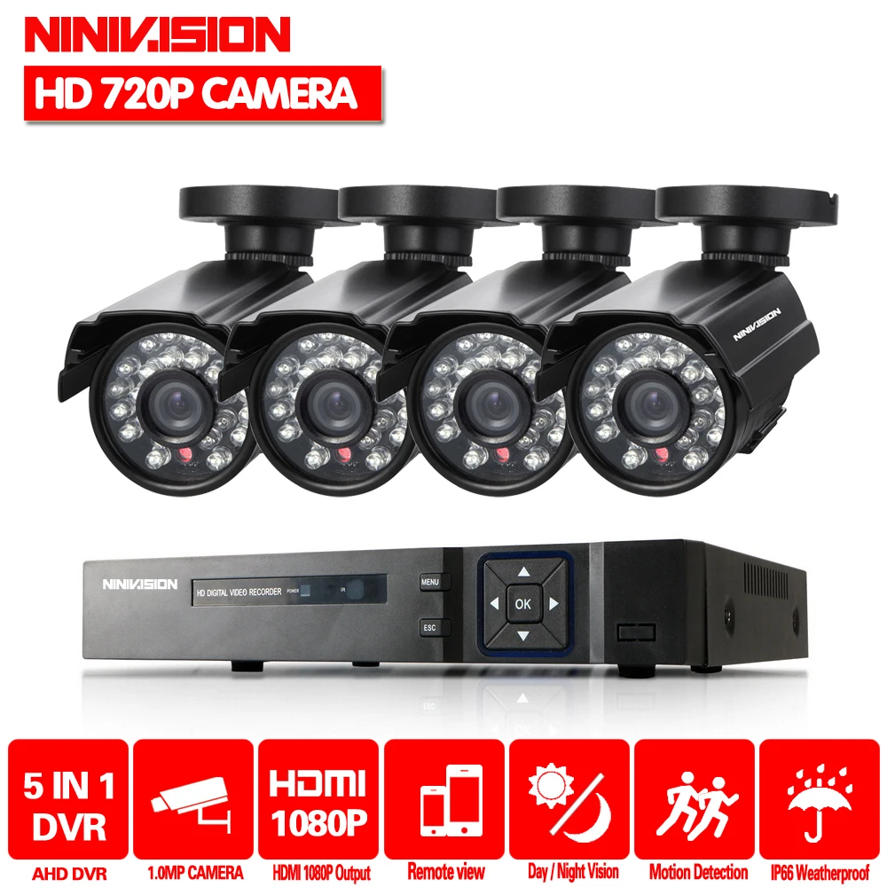 Система домашнего видеонаблюдения 4 канала AHD 1080P 720 МП|camera surveillance kit|surveillance kitdvr system