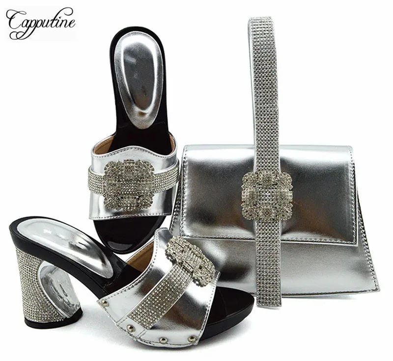 Popular African green pump shoes matching bag set for party new design shoes and handbag GFN1901,heel height 9cm