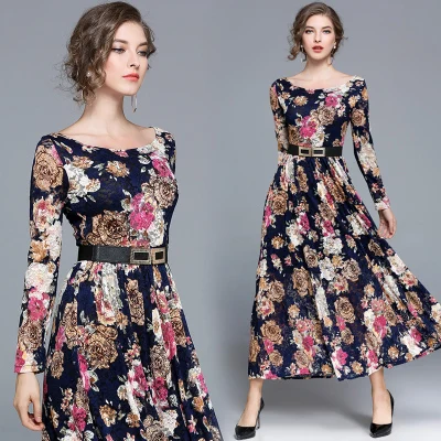 Women Flower Print Lace Christmas Dress 2018 New Autumn Fashion Vintage Runway Long Maxi Dress Evening Party Dresses
Women Flower Print Lace Christmas Dress 2018 New Autumn Fashion Vintage Runway Long Maxi Dress Evening Party Dresses