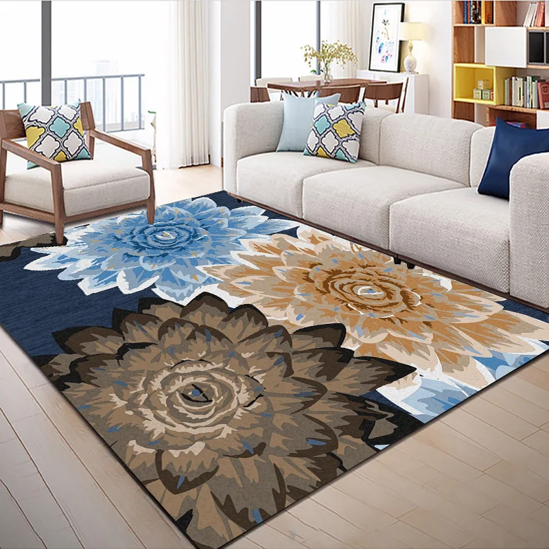 American pastoral style Blue brown Big flower plant Bedroom living room door mat Bedside carpet custom made non-slip plush rug
American pastoral style Blue brown Big flower plant Bedroom living room door mat Bedside carpet custom made non-slip plush rug