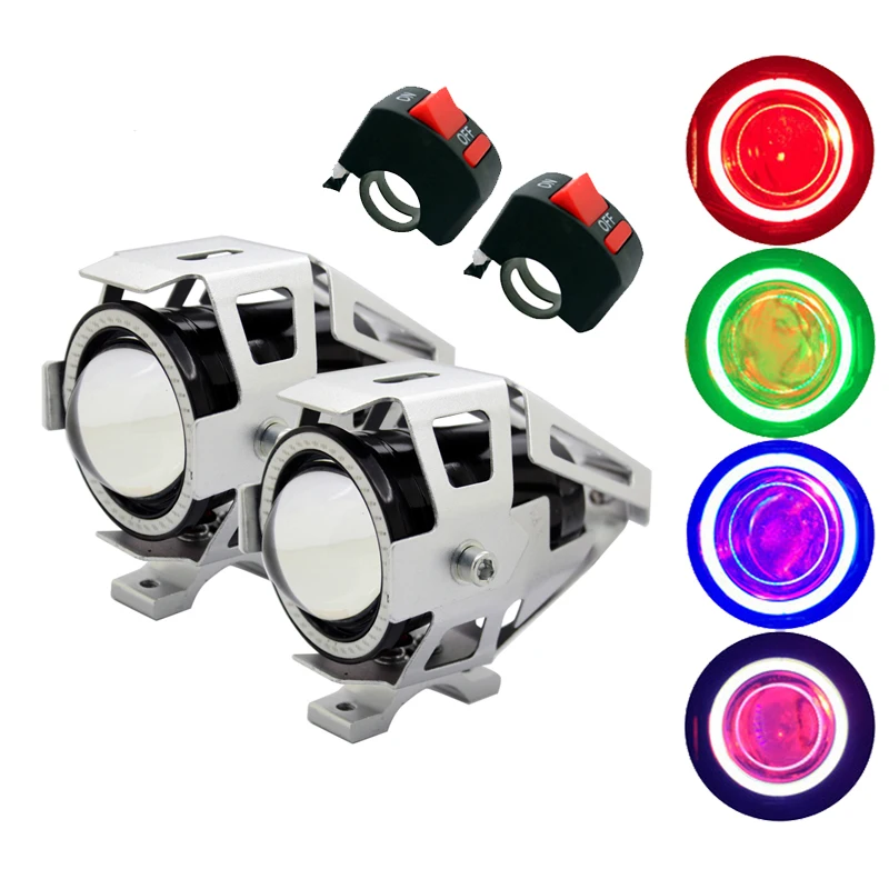 2Pcs/Set SUNKIA with Switch Silver Body CREE Chip U7 LED Headlight Motorcycles Driving Lamp Fog Light Angel Eye Ring+Devil Eye
2Pcs/Set SUNKIA with Switch Silver Body CREE Chip U7 LED Headlight Motorcycles Driving Lamp Fog Light Angel Eye Ring+Devil Eye