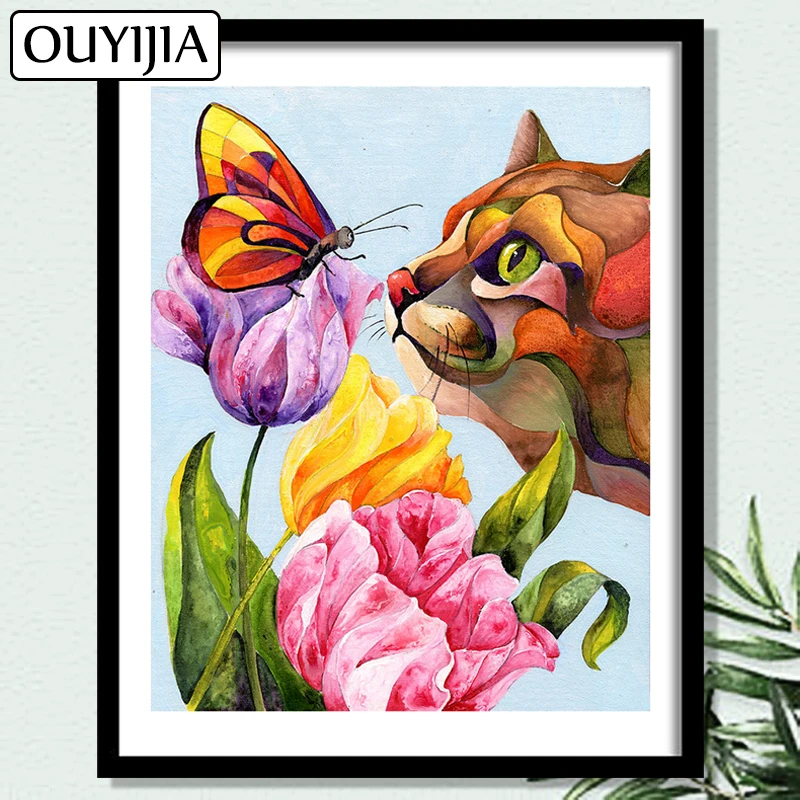 Алмазная 5D картина бабочка цветок птица животное кот OUYIJIA сделай сам