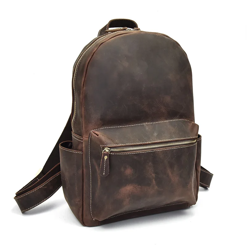 Новый бренд 100% натуральная кожа мужские рюкзаки винтажный студенческий рюкзак