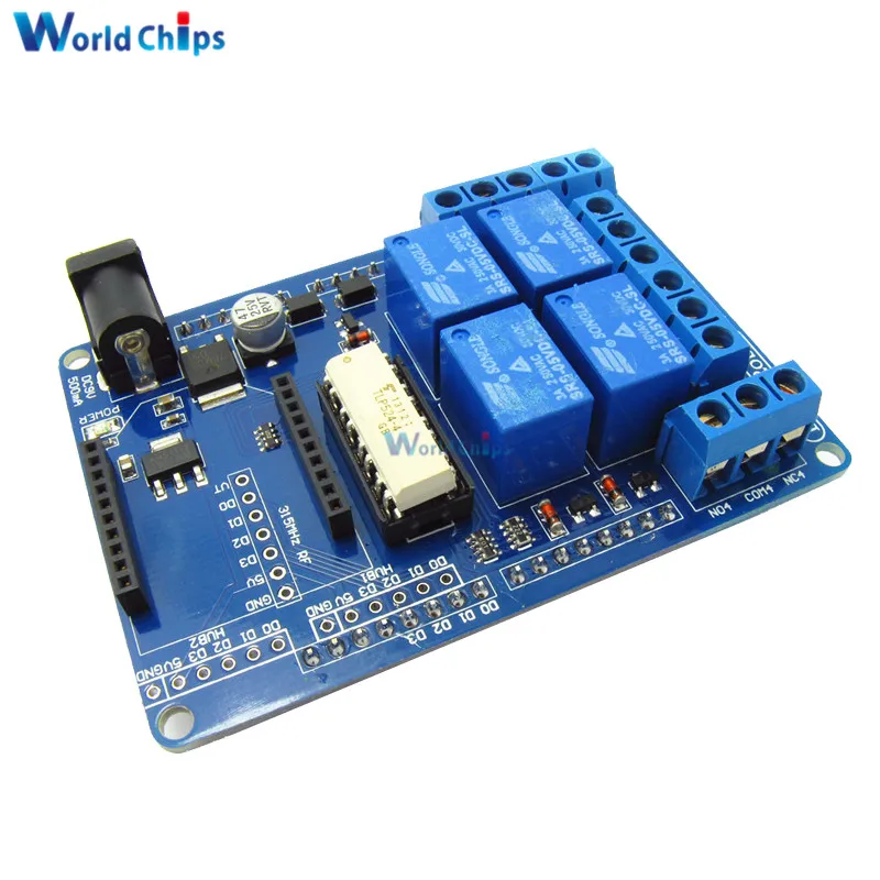 4 Канальный Релейный Модуль 5 В плата расширения Щит V1.3 совместимый с Arduino UNO R3 Xbee 315