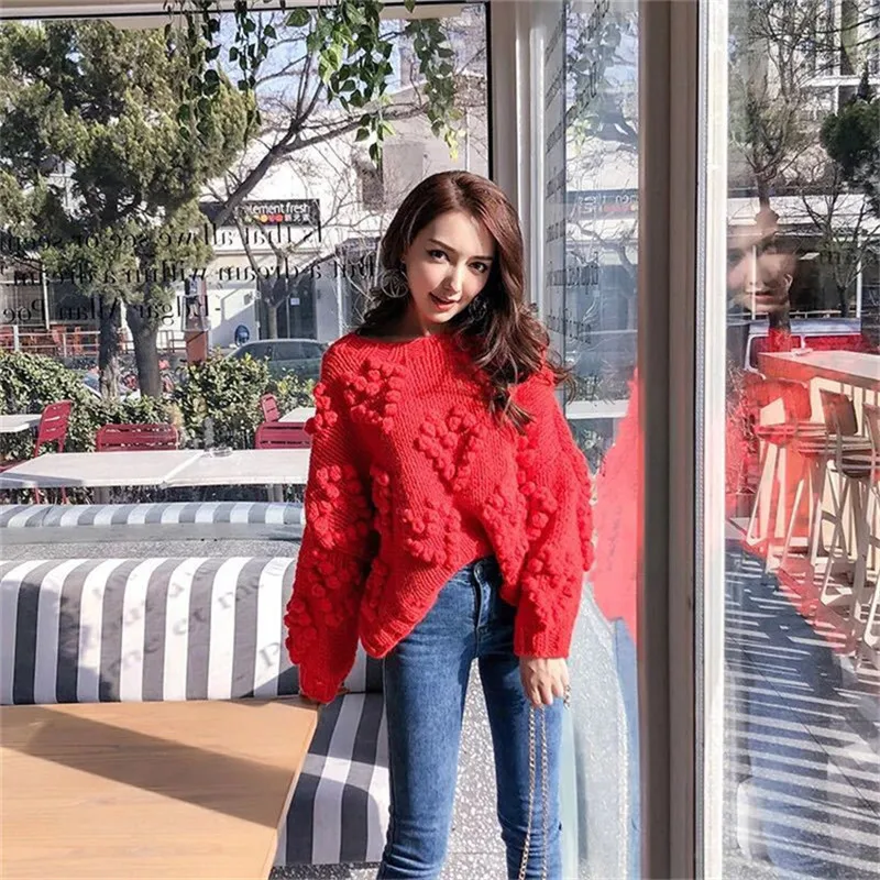 2019 new autumn and winter fashion retro style pure hand-woven ball short paragraph round neck sweater women
2019 new autumn and winter fashion retro style pure hand-woven ball short paragraph round neck sweater women