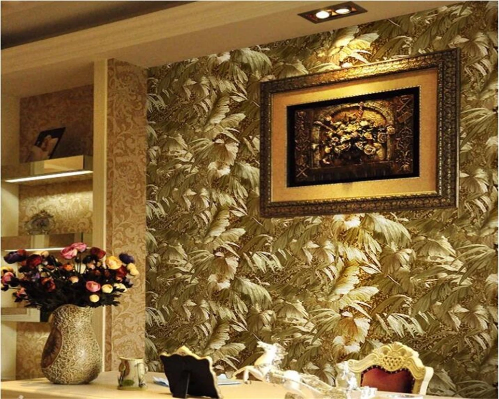 Beibehang Continental bright gold metallic reflective plant 3D wallpaper luxury 3d living room TV background 3d wallpaper roll
Beibehang Continental bright gold metallic reflective plant 3D wallpaper luxury 3d living room TV background 3d wallpaper roll