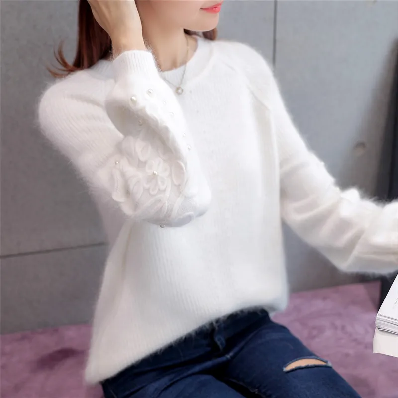 2020 OHCLOTHING 6507 - new loose new wool sleeves hook flower nail bead 66