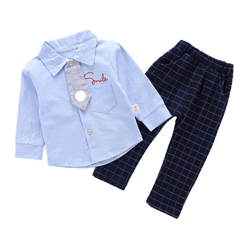 Children's wear boy set new shirt Spring cotton hemp long sleeve plaid pants two sets baby spring dress
Children's wear boy set new shirt Spring cotton hemp long sleeve plaid pants two sets baby spring dress
