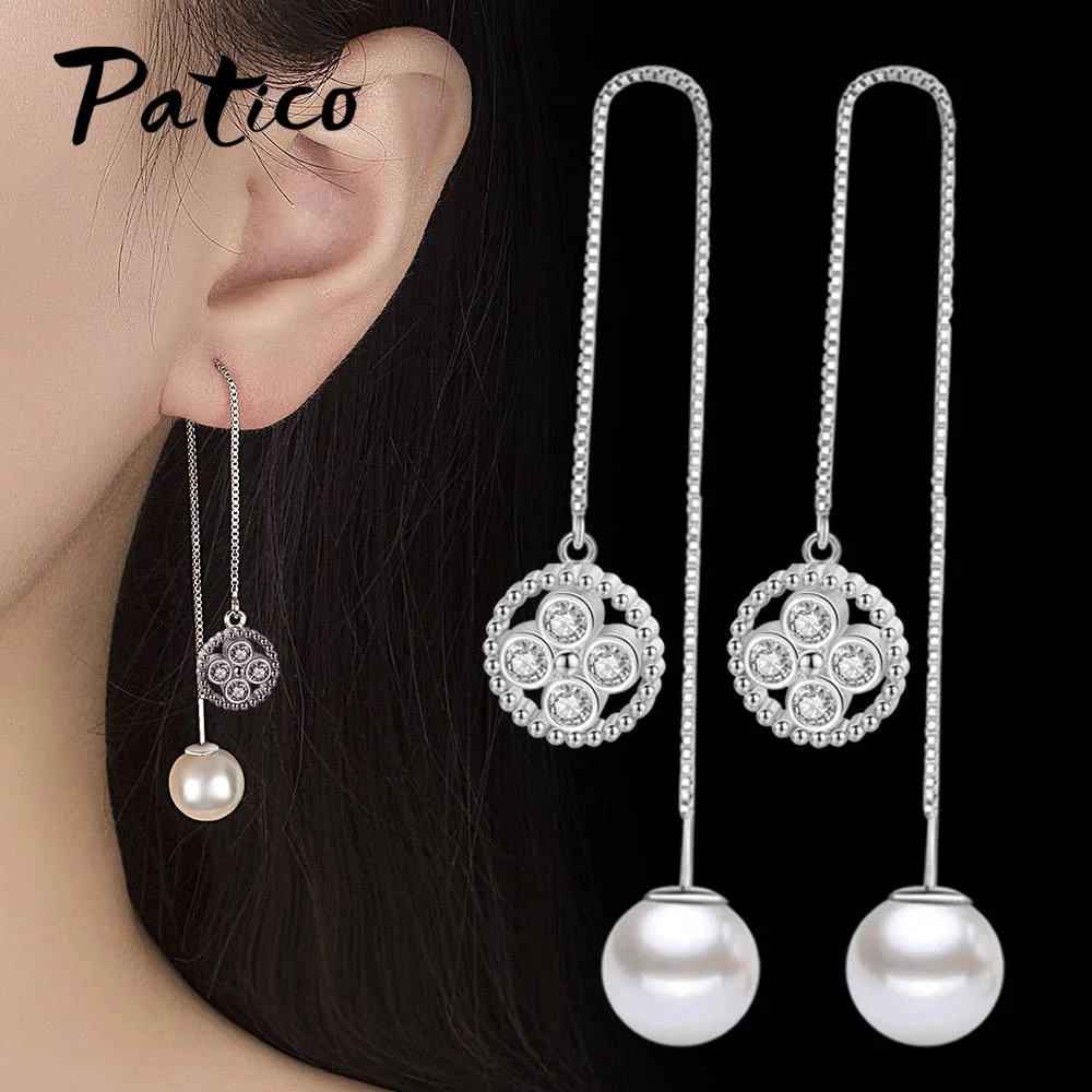 New Arrival Simulated Pearls Cubic Zirconia Tassle Dangle Drop Earrings For Women 925 Sterling Silver Piercing Daily Jewelry
New Arrival Simulated Pearls Cubic Zirconia Tassle Dangle Drop Earrings For Women 925 Sterling Silver Piercing Daily Jewelry