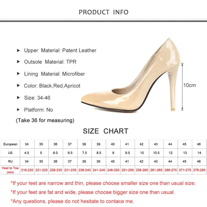 women pumps high thin heels pointed toe patent leather classic elegant office lady pumps red black women shoes big size 34-46
women pumps high thin heels pointed toe patent leather classic elegant office lady pumps red black women shoes big size 34-46