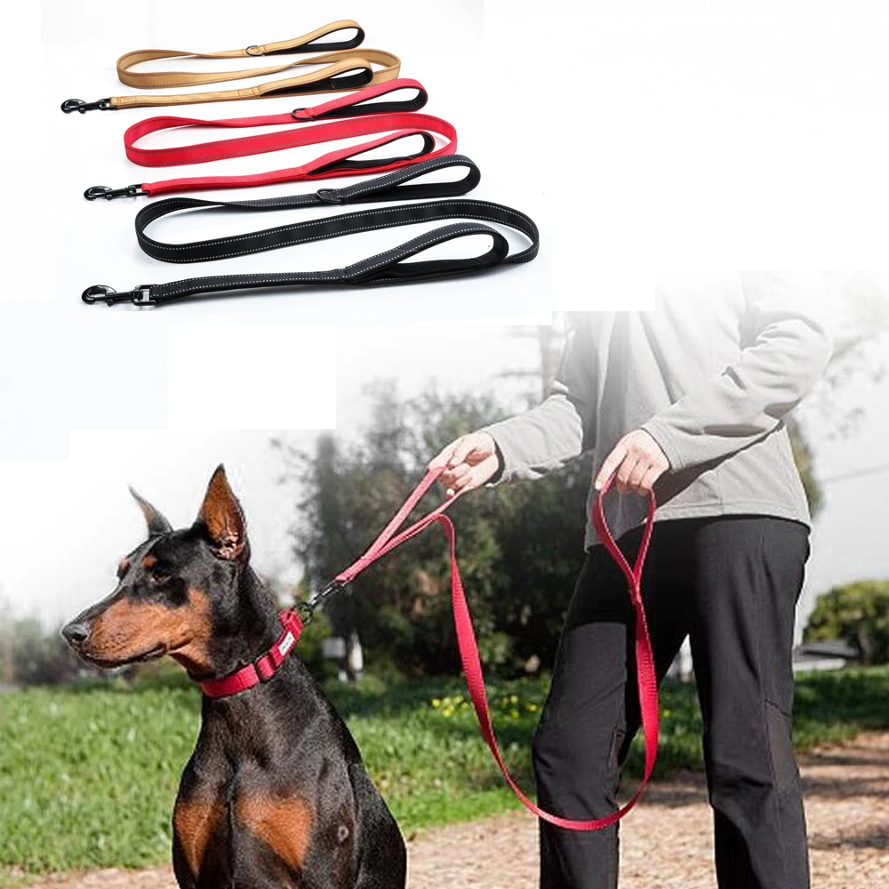 Reflective Dog Leash 5ft Long with Traffic Padded Handle Heavy Duty Double Handle Lead for Greater Control Safety Training
Reflective Dog Leash 5ft Long with Traffic Padded Handle Heavy Duty Double Handle Lead for Greater Control Safety Training