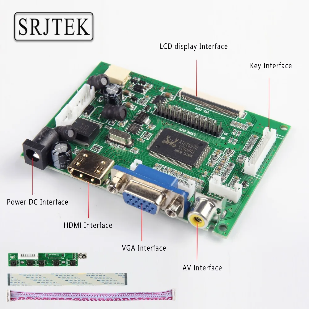 Плата контроллера Srjtek LCD TTL LVDS HDMI VGA 2AV 50PIN для AT070TN90 92 94 AT090TN10 7300101463|vga 2av|at070tn90 94vga hdmi |