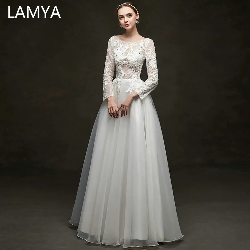 Кружевное свадебное платье LAMYA с открытой спиной элегантные облегающие