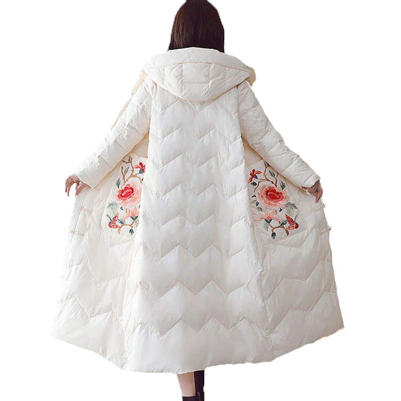 Hat Down Cotto Long Winter Coat Women Embroidery Vintage Chinese National Style Parka 2022 Casual Cotton Padded Clothes A803
Hat Down Cotto Long Winter Coat Women Embroidery Vintage Chinese National Style Parka 2022 Casual Cotton Padded Clothes A803