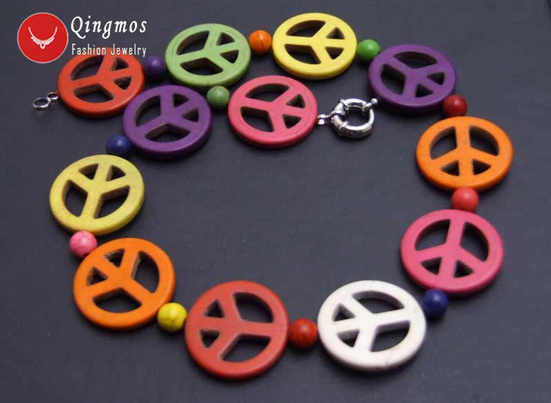 Qingmos Trendy 18'' Multicolor Turquoises Chokers Necklace For Women & 30mm Round Peace Sign Turquoises Necklace -5572 Free Ship
Qingmos Trendy 18'' Multicolor Turquoises Chokers Necklace For Women & 30mm Round Peace Sign Turquoises Necklace -5572 Free Ship